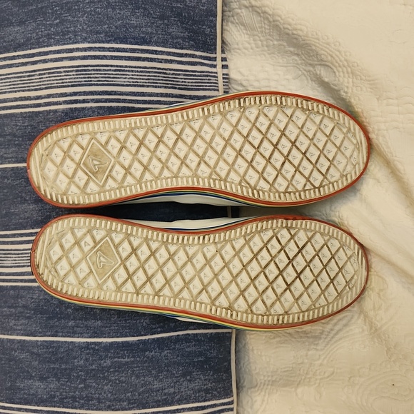 Sperry sneakers white 🌈 pull on loafer style size 9 peace sign heart - Picture 12 of 13